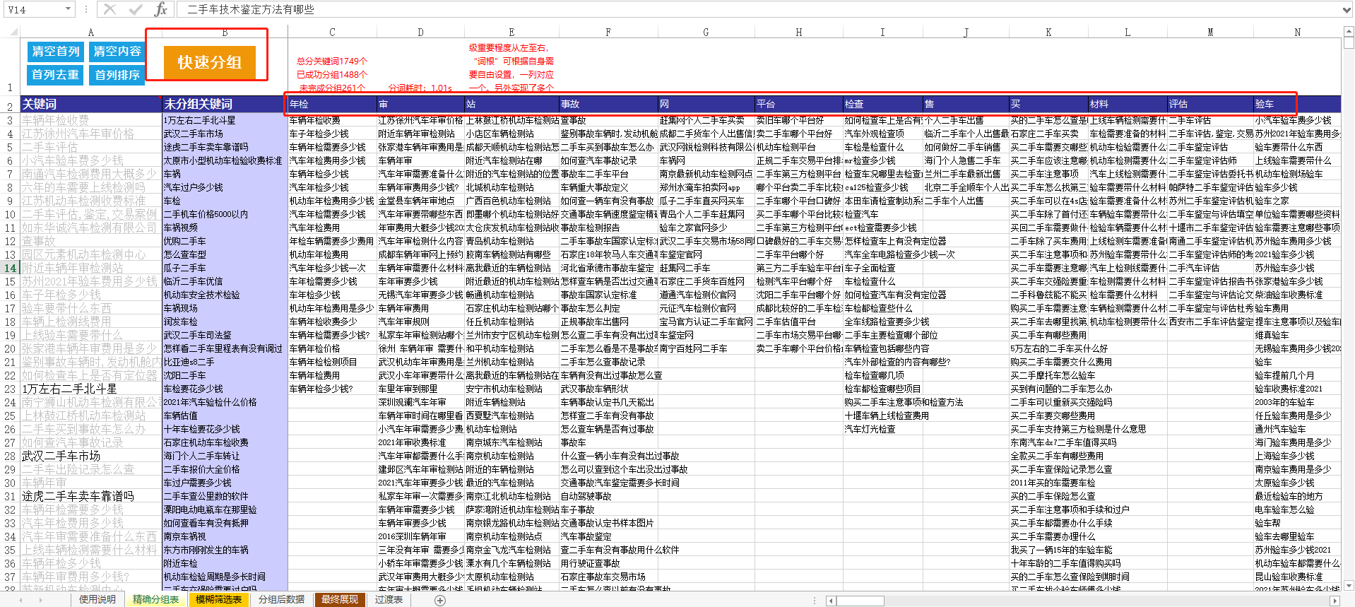 進(jìn)行有效長(zhǎng)尾詞分類(lèi)